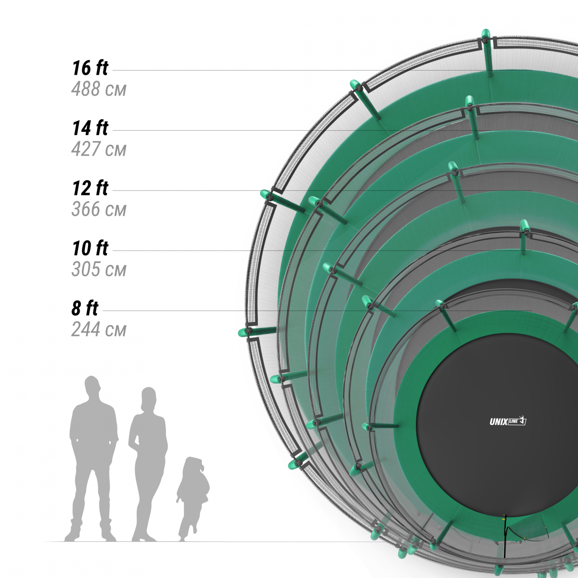 Батут Unix Line Supreme Basic 8 ft (green)