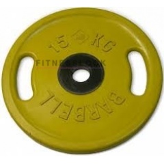 MB Barbell евро-классик с ручками желтый - 50 мм - 15 кг из каталога дисков для штанги с посадочным диаметром 50 мм. в Красноярске по цене 14226 ₽