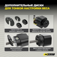 0.57 кг, 4 шт с держателем (дополнительные веса) в Красноярске по цене 7990 ₽ в категории разборные (наборные) гантели MX Select