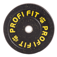 Profi Fit бамперный черный 15 кг из каталога дисков для штанги с посадочным диаметром 50 мм. в Красноярске по цене 9780 ₽